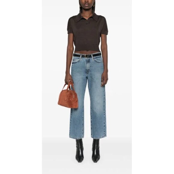Frame Denim Denim - Frame The Hang Jeans Womens 25 Blue Selvedge Straight Leg Mid Rise Rigid Cotton
